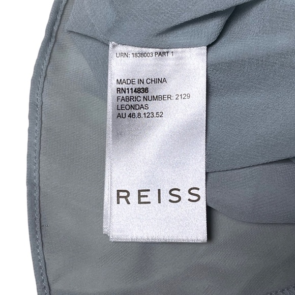 Reiss Leondas Pleated Gold-tone Chain Halter Blouse Light Pale Blue Size 0, UK 4 - Picture 7 of 9